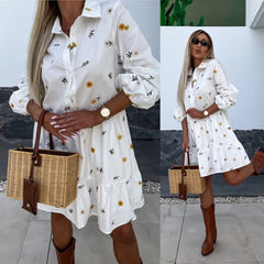 White shirt dress with daisy floral design